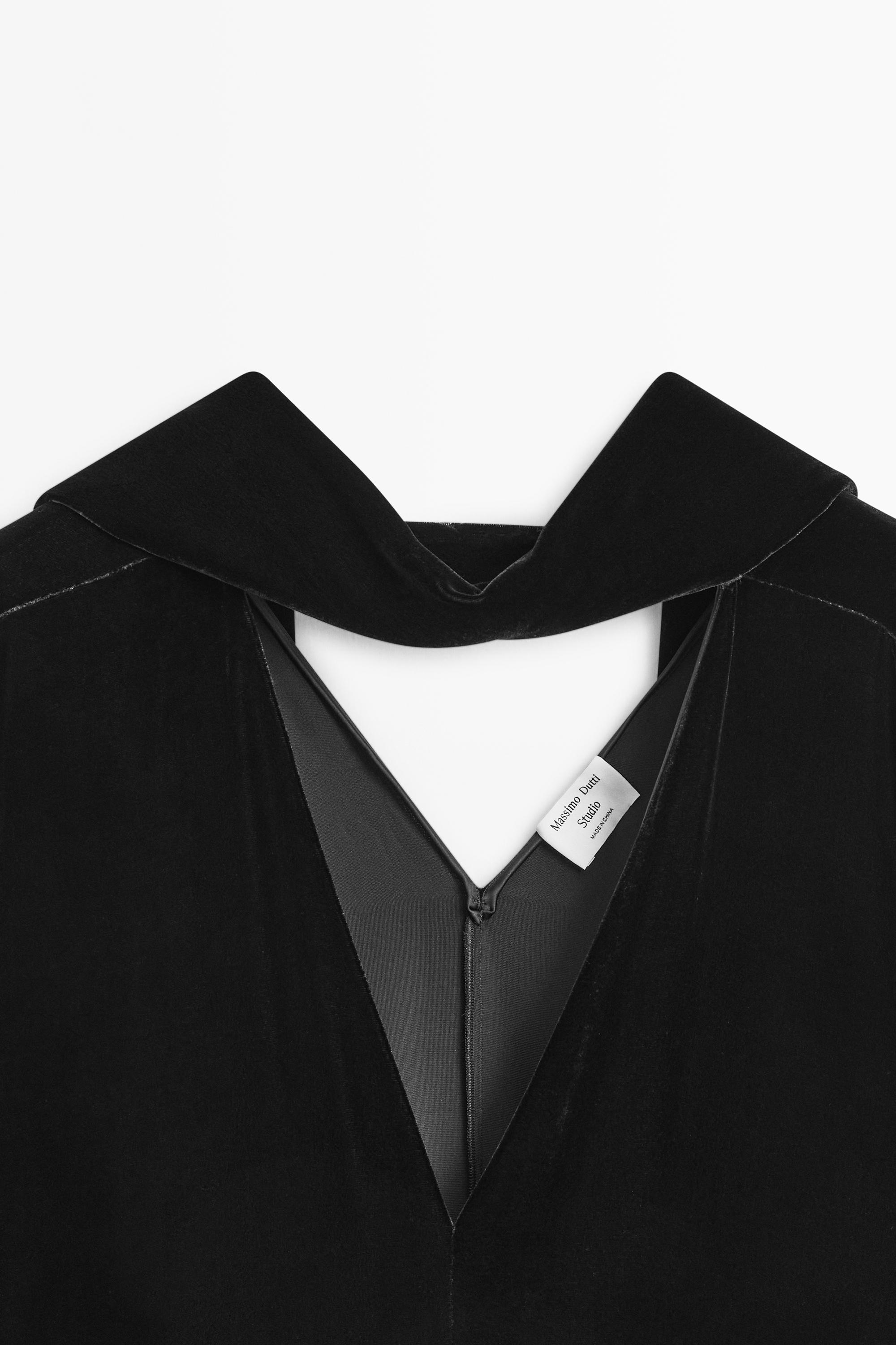 Robe longue velours nœud au col - STUDIO